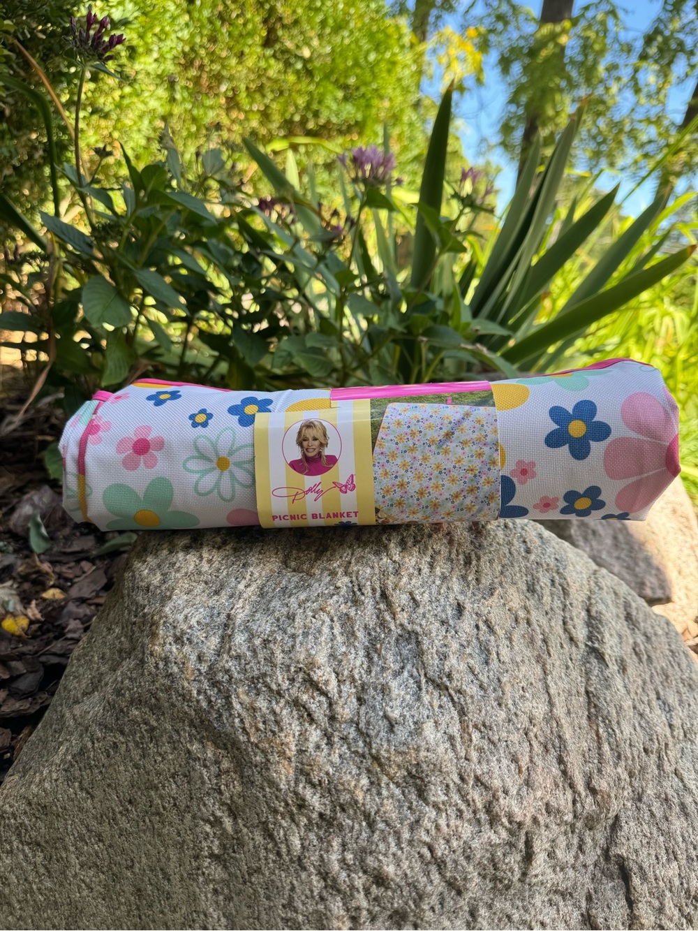Dolly Parton floral picnic blanket